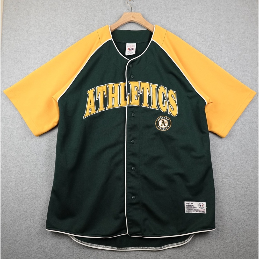 Oakland Athletics True Fan Baseball Jersey Mens XL (46-48 ) Green Embroidered